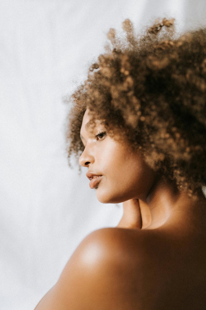 Curly hair beauty portrait